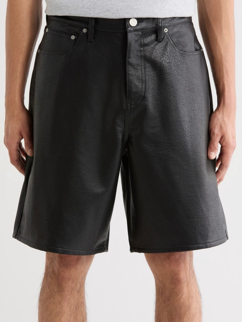 PacSun Men's Black Faux Leather Baggy Relaxed Fit Shorts